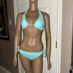 Vintage Victoria’s Secret bikini in light blue size small.